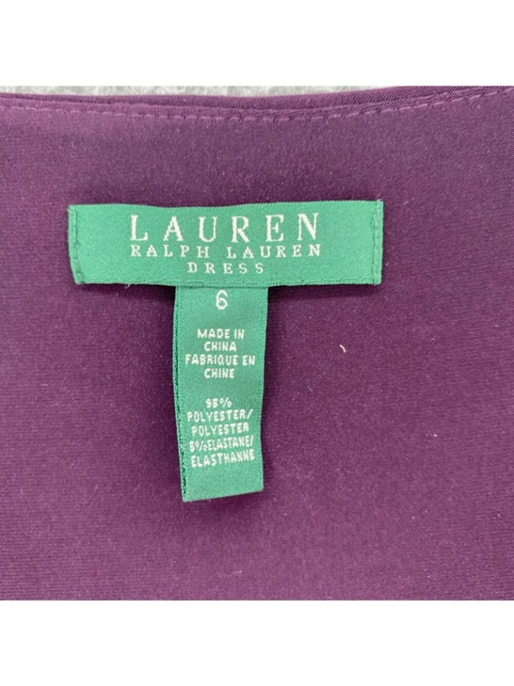 Lauren Ralph Lauren Dress Womens 6 Purple Surplice Faux Wrap 3/4 Sleeve Bodycon - Picture 6 of 11